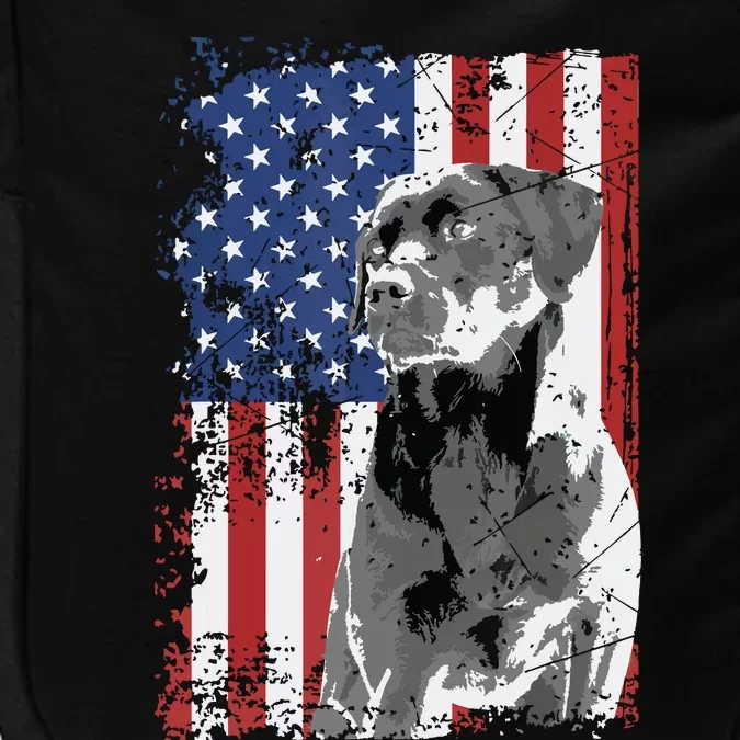 Patriotic USA Flag Black Labrador Gift For Lab Owners Impact Tech Backpack