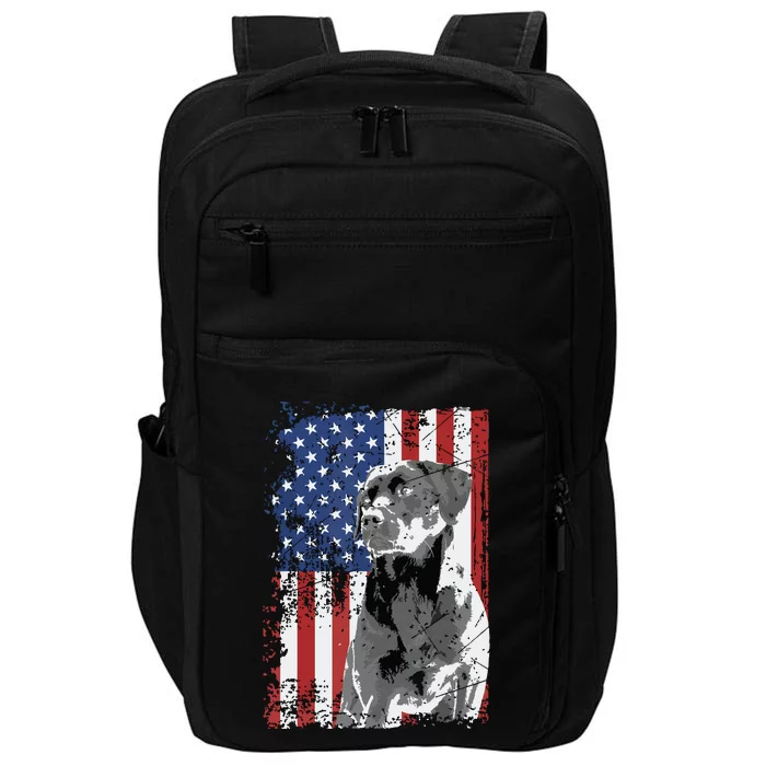 Patriotic USA Flag Black Labrador Gift For Lab Owners Impact Tech Backpack