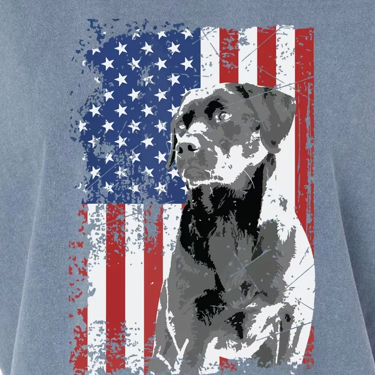 Patriotic USA Flag Black Labrador Gift For Lab Owners Garment-Dyed Women's Muscle Tee