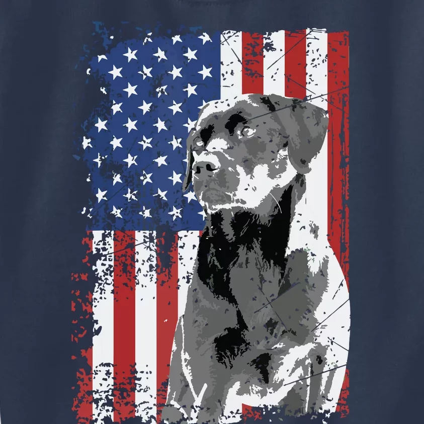 Patriotic USA Flag Black Labrador Gift For Lab Owners Kids Sweatshirt