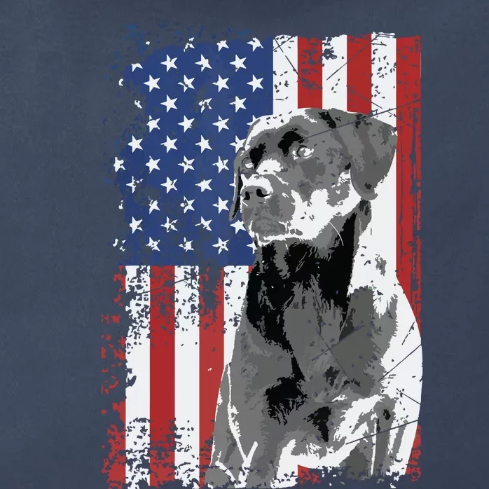 Patriotic USA Flag Black Labrador Gift For Lab Owners Zip Tote Bag