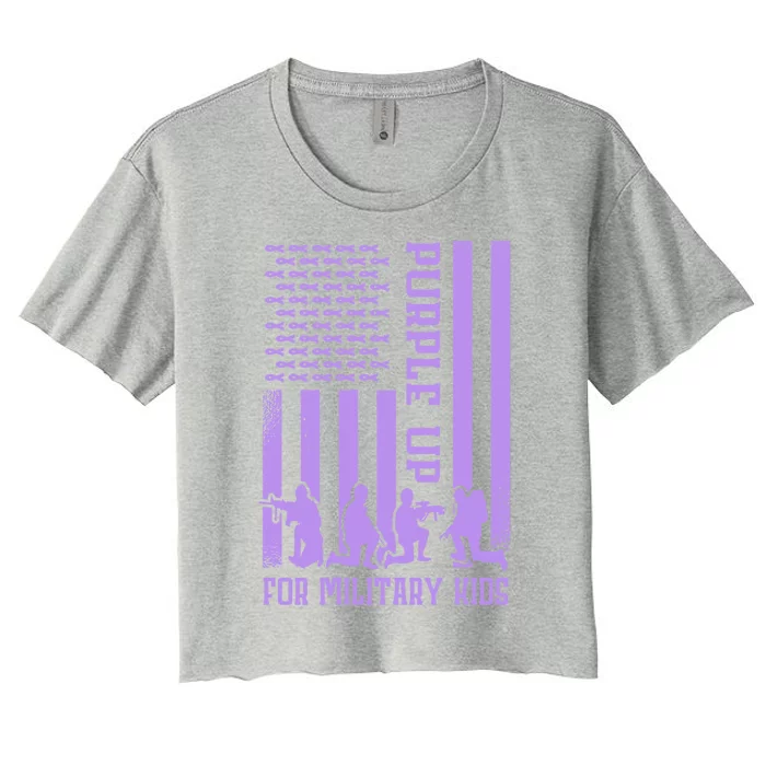 Purple Up For Military Month Military Army Soldier Great Gift Women's Crop Top Tee