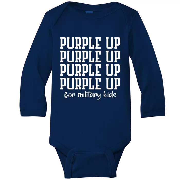 Purple Up For Military Month Military Army Soldier Meaningful Gift Baby Long Sleeve Bodysuit