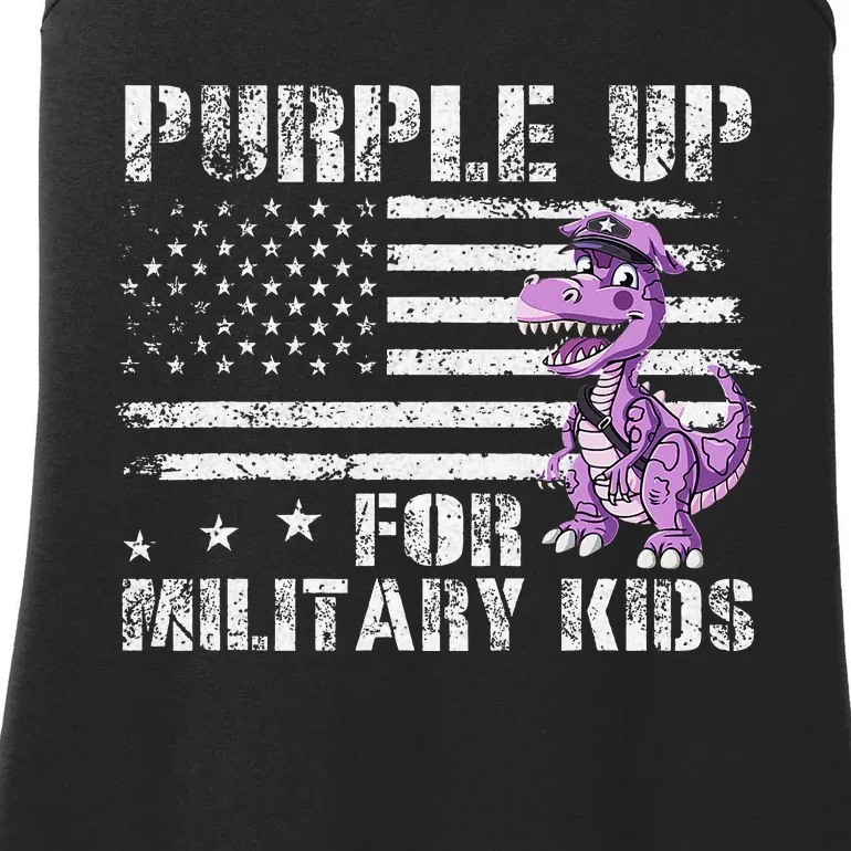 Purple Up For Military Dinosaur Military Month Ladies Essential Tank