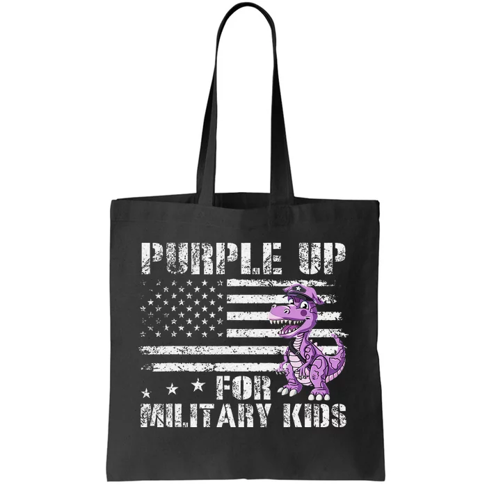 Purple Up For Military Dinosaur Military Month Tote Bag