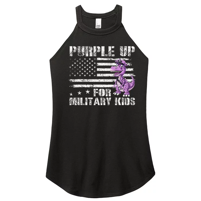 Purple Up For Military Dinosaur Military Month Women’s Perfect Tri Rocker Tank