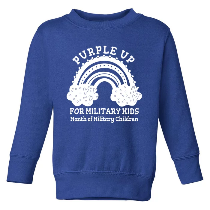 Purple Up For Military Month Military Army Rainbow Great Gift Toddler Sweatshirt