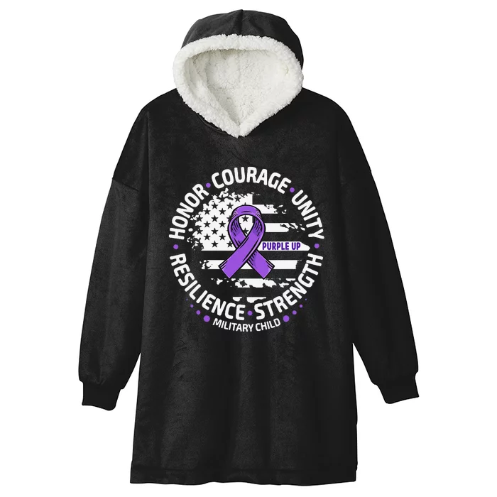 Purple Up For Military K.Id Us Flag Cool Military Child Month Gift Love Hooded Wearable Blanket