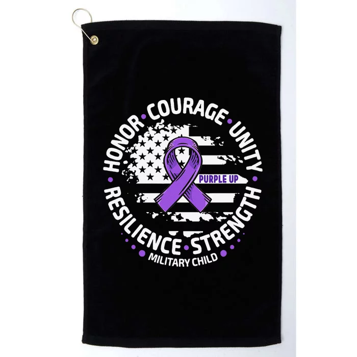 Purple Up For Military K.Id Us Flag Cool Military Child Month Gift Love Platinum Collection Golf Towel