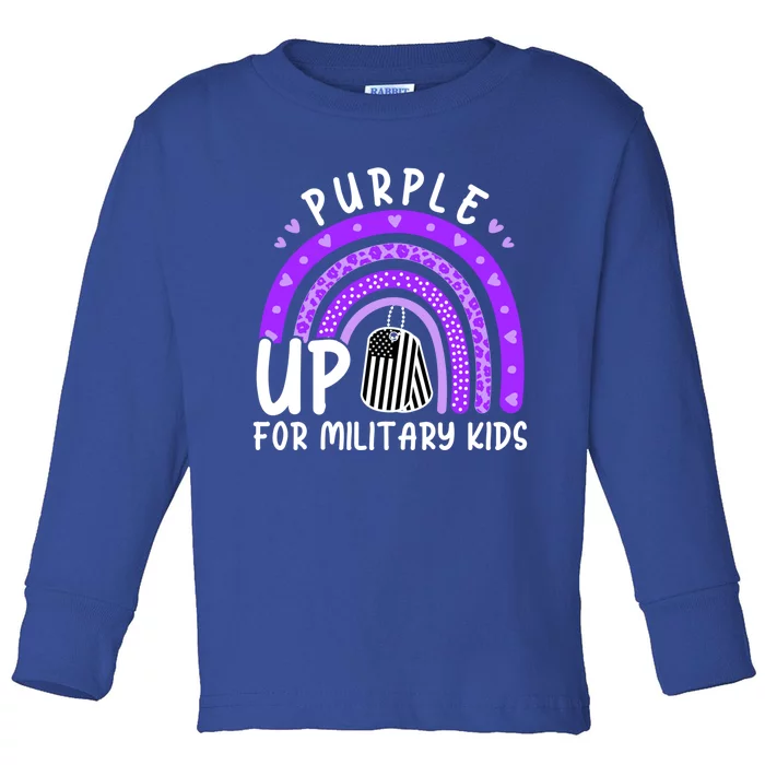 Purple Up For Military Month Military Rainbow Gift Toddler Long Sleeve Shirt