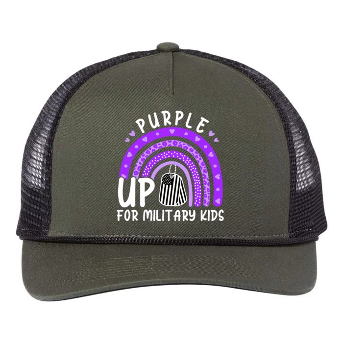 Purple Up For Military Month Military Rainbow Gift Retro Rope Trucker Hat Cap