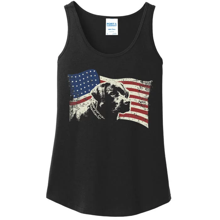 Patriotic USA Flag Black Labrador gift for Lab Owners Ladies Essential Tank