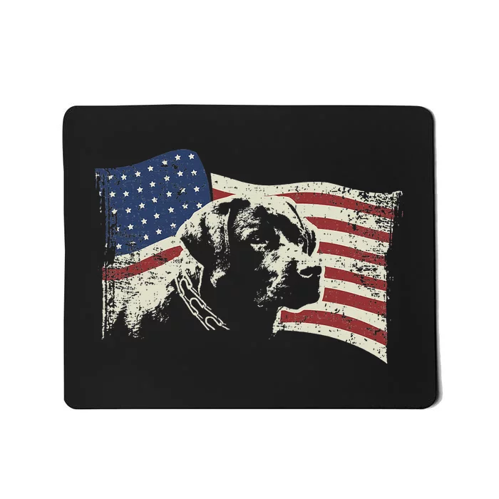 Patriotic USA Flag Black Labrador gift for Lab Owners Mousepad