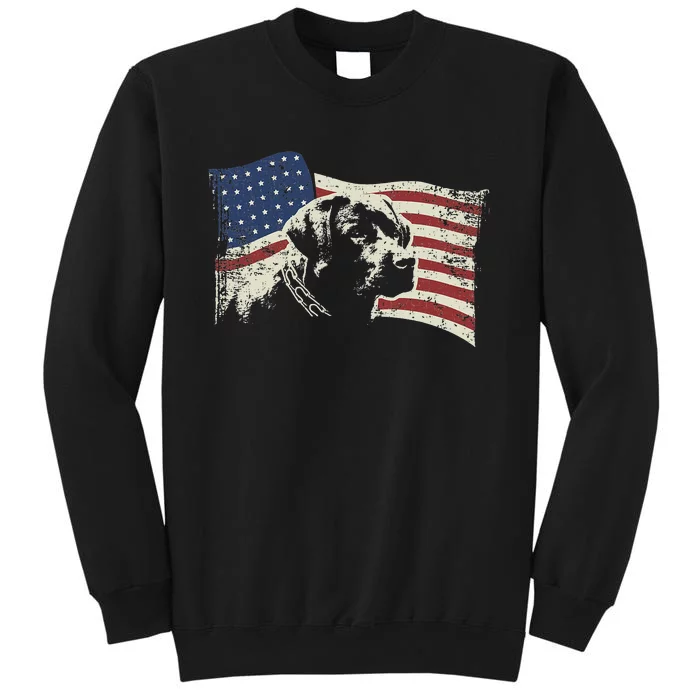 Patriotic USA Flag Black Labrador gift for Lab Owners Tall Sweatshirt