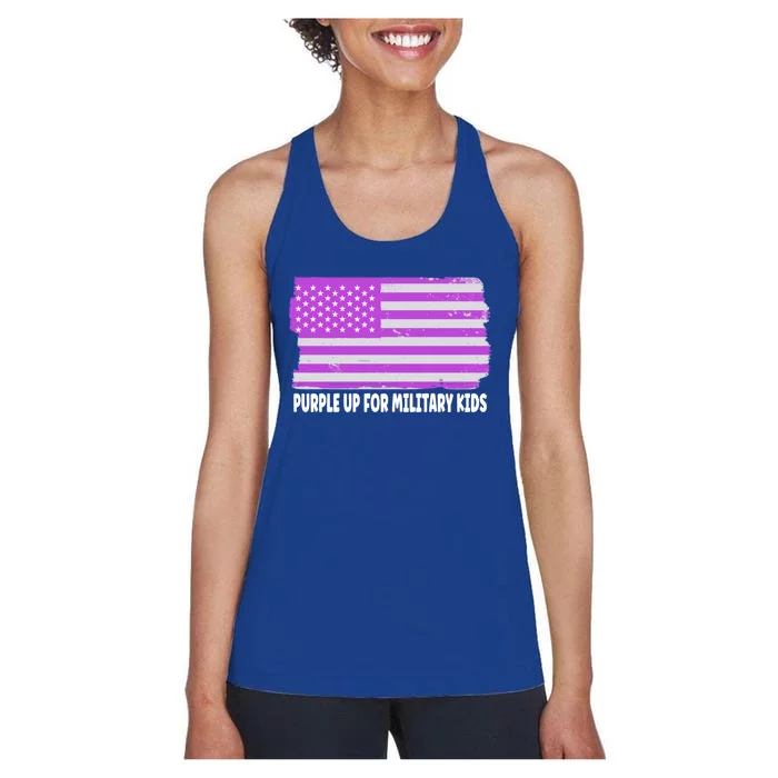 Purple Up For Military Month Military Usa Flag Gift Women's Racerback Tank