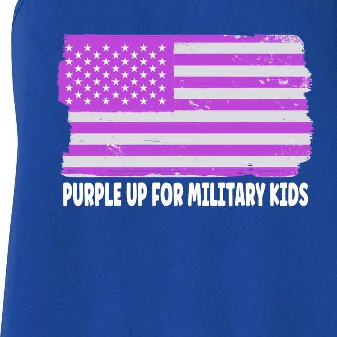 Purple Up For Military Month Military Usa Flag Gift Women's Racerback Tank