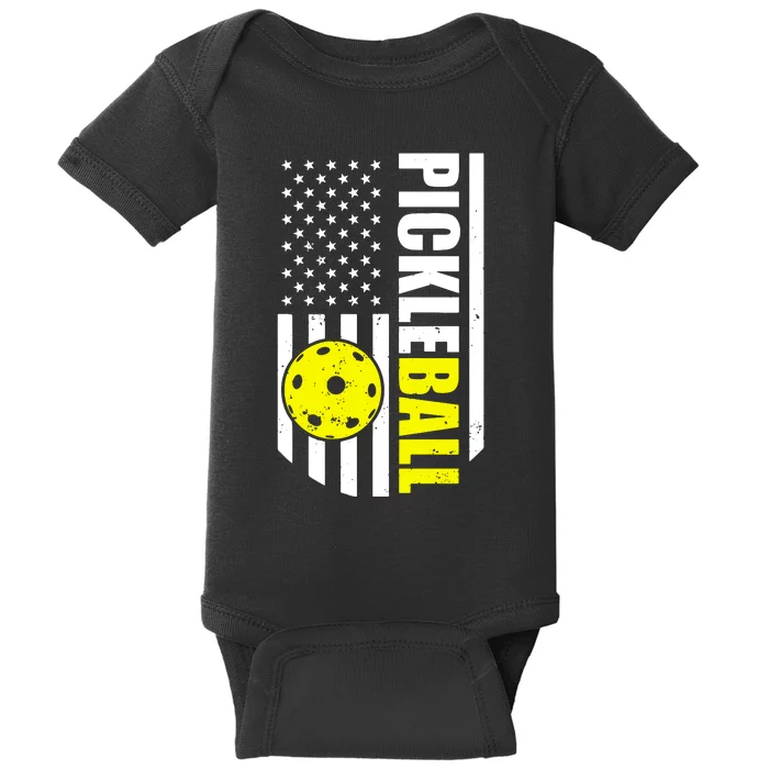 Pickleball Usa Flag Love Playing Pickleball Baby Bodysuit