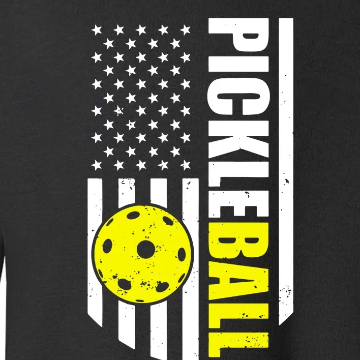 Pickleball Usa Flag Love Playing Pickleball Toddler Sweatshirt