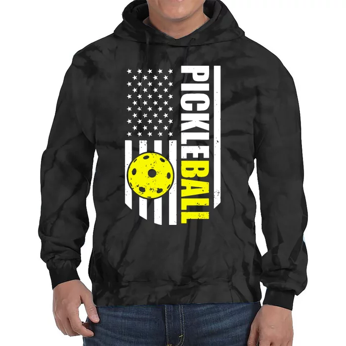 Pickleball Usa Flag Love Playing Pickleball Tie Dye Hoodie