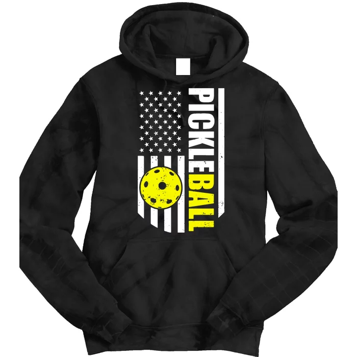 Pickleball Usa Flag Love Playing Pickleball Tie Dye Hoodie