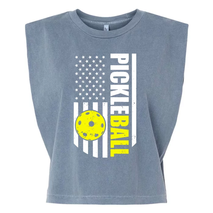 Pickleball Usa Flag Love Playing Pickleball Garment-Dyed Women's Muscle Tee