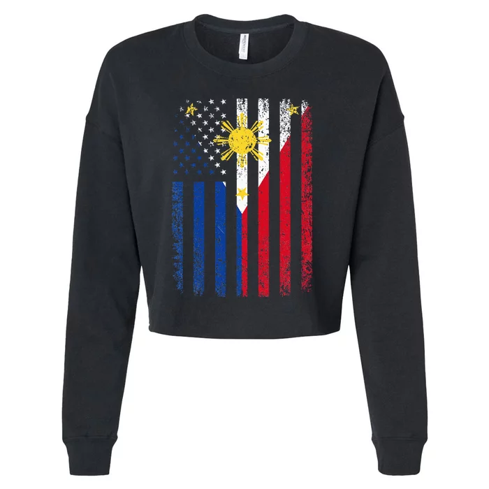 Philippines Usa Flag Cropped Pullover Crew