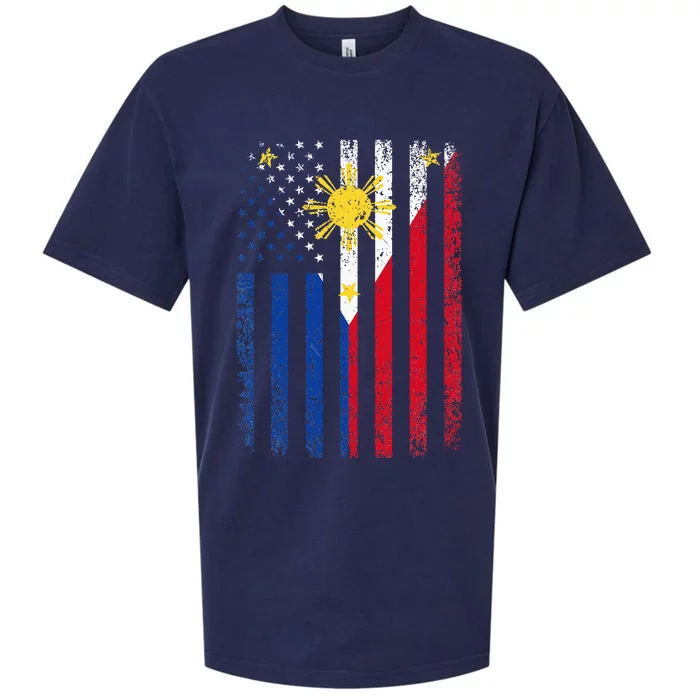 Philippines Usa Flag Sueded Cloud Jersey T-Shirt