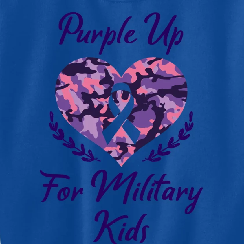 Purple Up For Military Great Gift Military Month Heart Gift Kids Sweatshirt