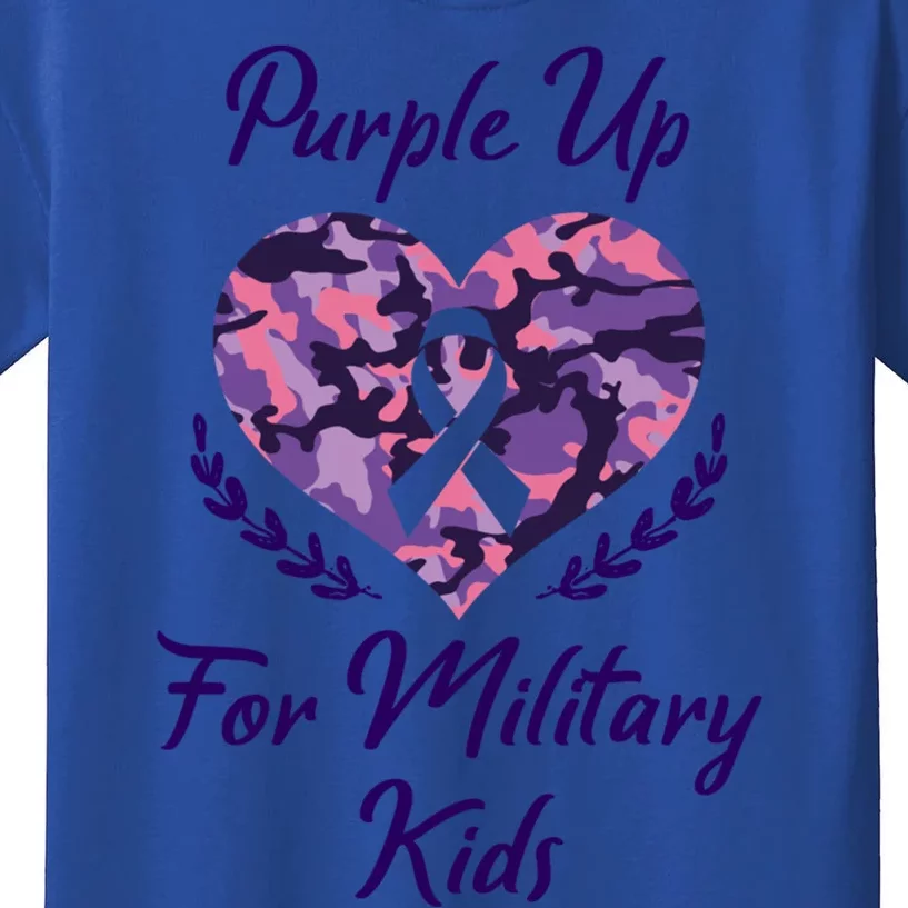 Purple Up For Military Great Gift Military Month Heart Gift Kids T-Shirt