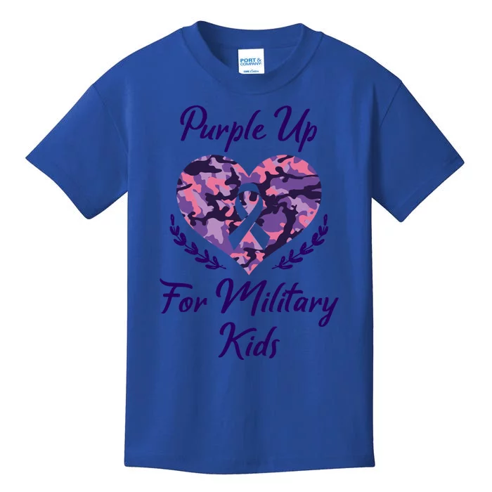 Purple Up For Military Great Gift Military Month Heart Gift Kids T-Shirt