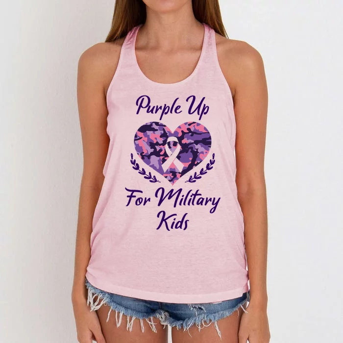 Purple Up For Military Great Gift Military Month Heart Gift Women's Knotted Racerback Tank