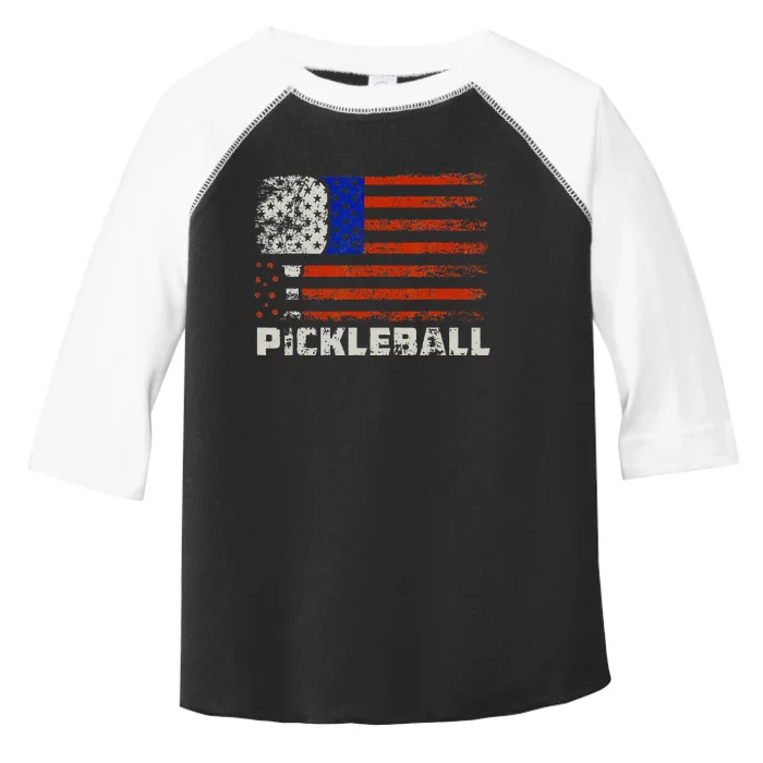 Pickleball USA Flag US Player Paddleball Toddler Fine Jersey T-Shirt