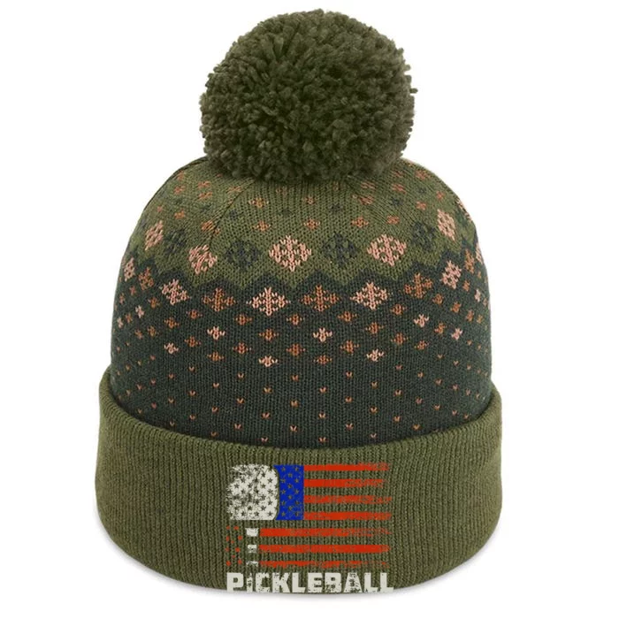 Pickleball USA Flag US Player Paddleball The Baniff Cuffed Pom Beanie