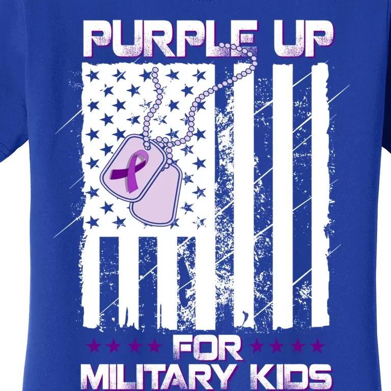 Purple Up For Military Meaningful Gift Military Month Heart Cool Gift Women's T-Shirt