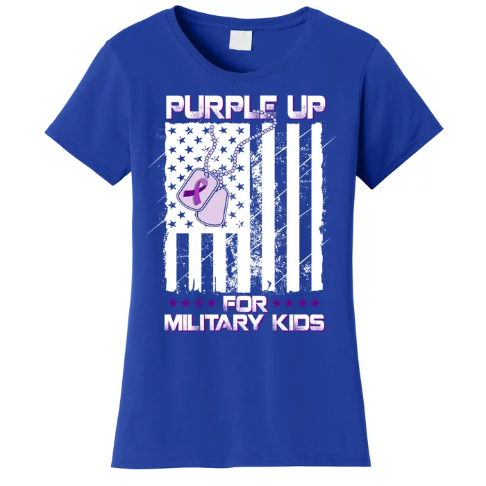 Purple Up For Military Meaningful Gift Military Month Heart Cool Gift Women's T-Shirt