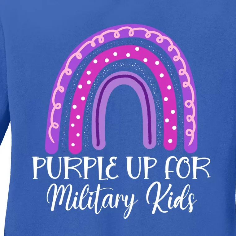 Purple Up For Military Rainbow Military Month Gift Ladies Long Sleeve Shirt