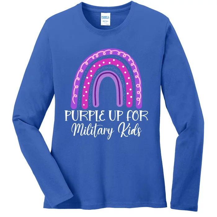 Purple Up For Military Rainbow Military Month Gift Ladies Long Sleeve Shirt