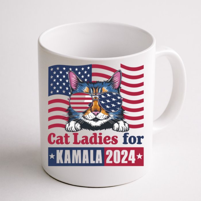 Patriotic Usa Flag Cat Design Cat Ladies For Kamala 2024 Madam President 2024 Front & Back Coffee Mug