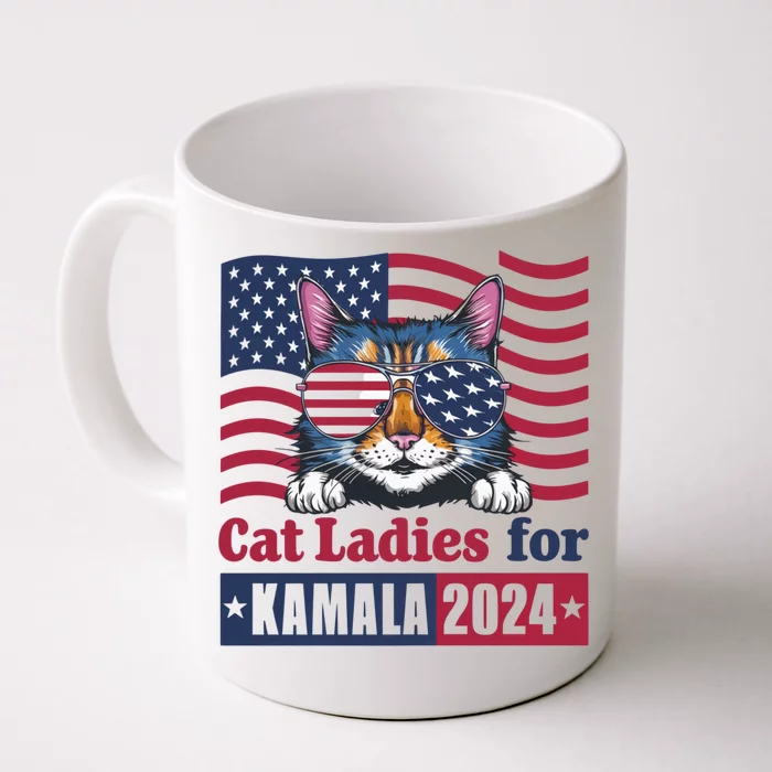 Patriotic Usa Flag Cat Design Cat Ladies For Kamala 2024 Madam President 2024 Front & Back Coffee Mug