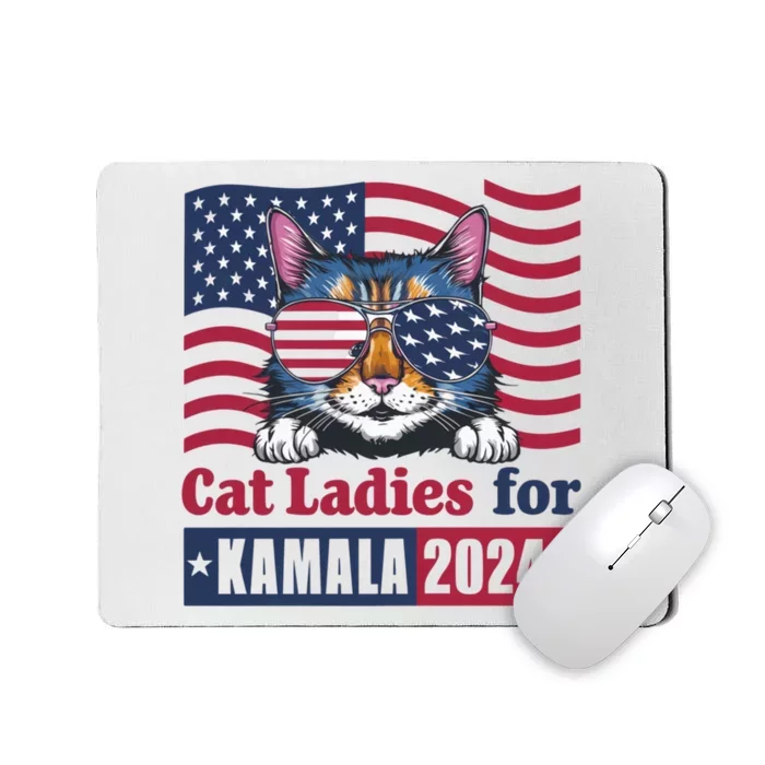 Patriotic Usa Flag Cat Design Cat Ladies For Kamala 2024 Madam President 2024 Mousepad