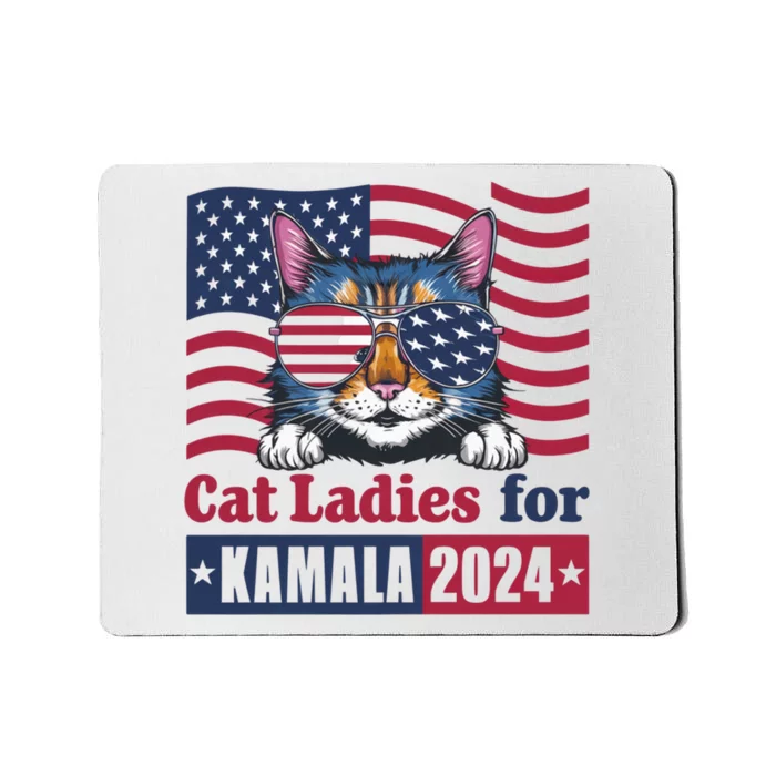 Patriotic Usa Flag Cat Design Cat Ladies For Kamala 2024 Madam President 2024 Mousepad