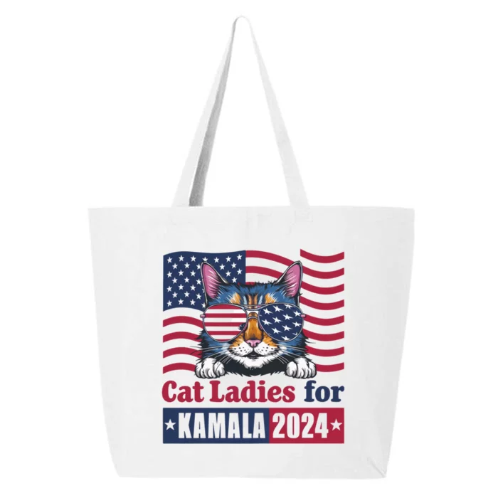 Patriotic Usa Flag Cat Design Cat Ladies For Kamala 2024 Madam President 2024 25L Jumbo Tote