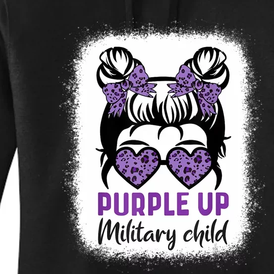 Purple Up For Military Messy Bun Military Child Month Women's Pullover Hoodie