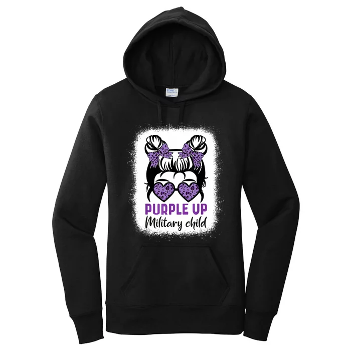 Purple Up For Military Messy Bun Military Child Month Women's Pullover Hoodie