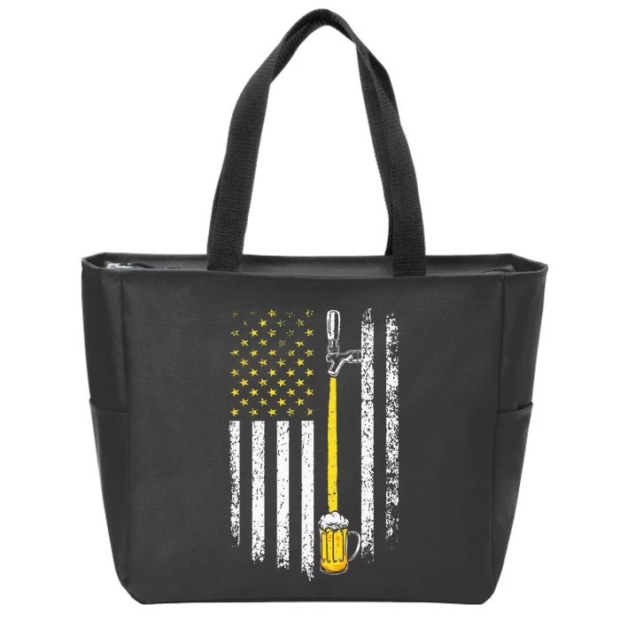 Patriotic US Flag American Brewery Craft Beer Funny Zip Tote Bag