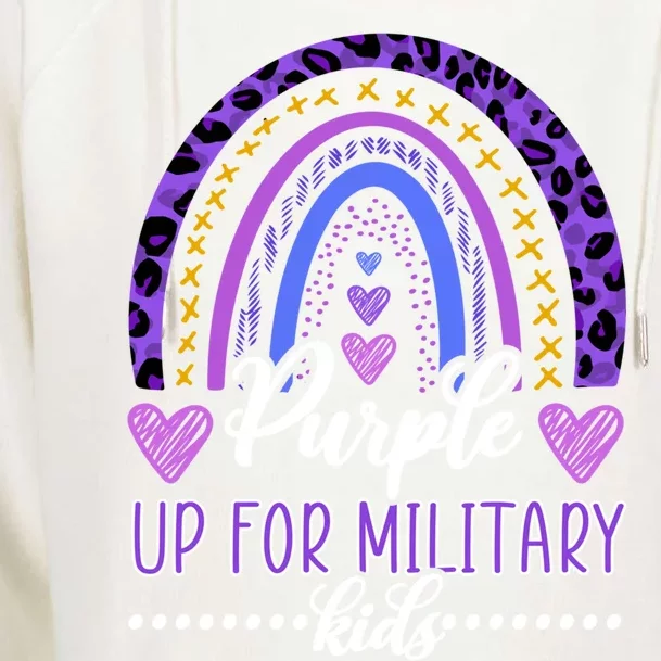 Purple Up For Military / Rainbow Military Month Gift Womens Funnel Neck Pullover Hood