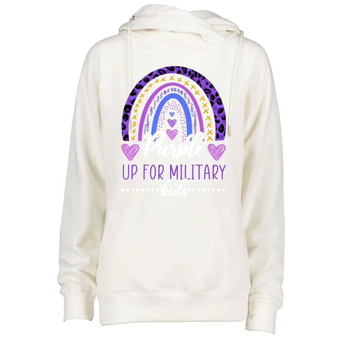 Purple Up For Military / Rainbow Military Month Gift Womens Funnel Neck Pullover Hood