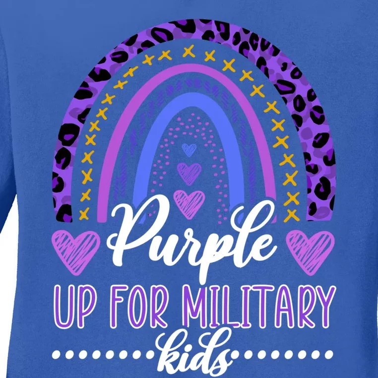 Purple Up For Military / Rainbow Military Month Gift Ladies Long Sleeve Shirt