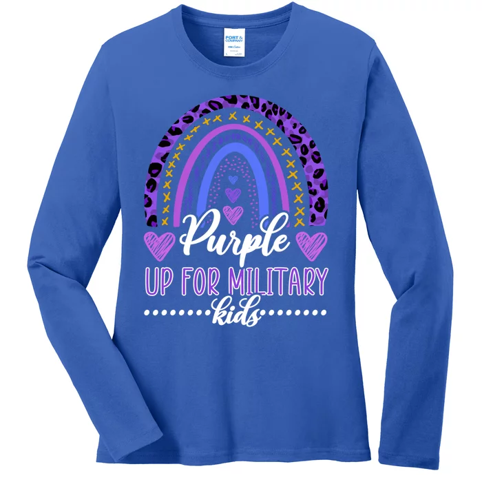 Purple Up For Military / Rainbow Military Month Gift Ladies Long Sleeve Shirt