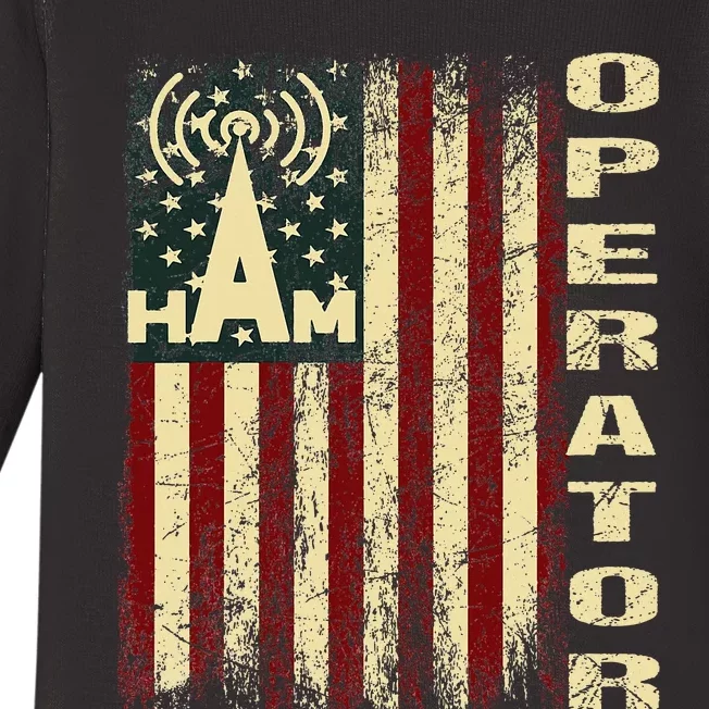 Patriotic Usa Flag Ham Radio Amateur Radio Operator Baby Long Sleeve Bodysuit